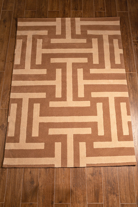 Tapis Laberinto en Alpaga Couleur Camel