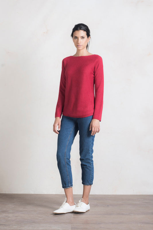 Pull Roselina en Baby Alpaga Couleur Cereza