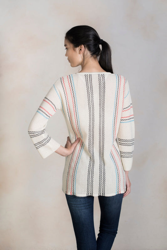 Pull Reggae Tunic en Baby Alpaga Couleur Ecru
