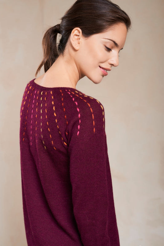 Pull Suncco en Baby Alpaga Couleur Burgundy