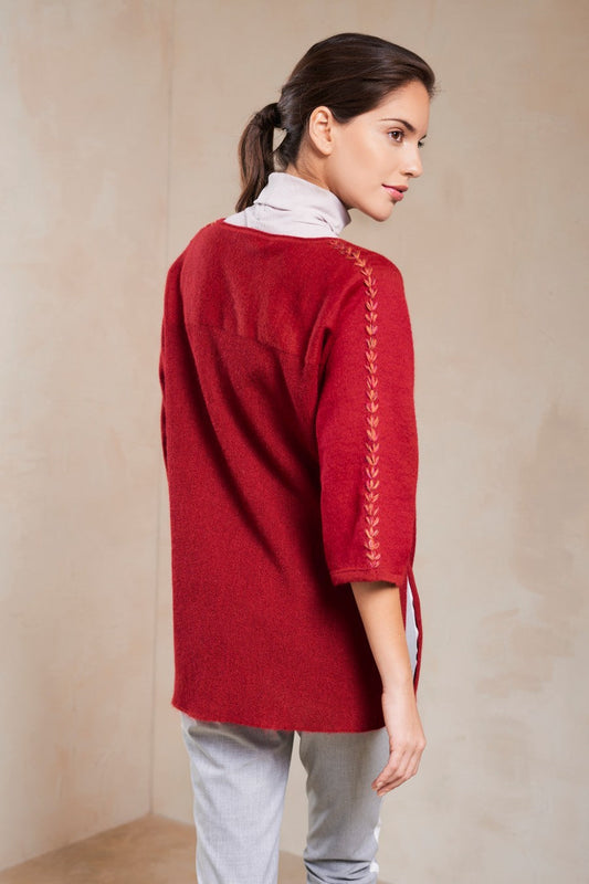 Pull Salome en Baby Alpaga Couleur Rubi