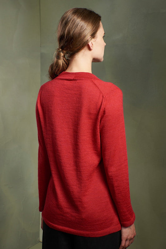 Pull Twist en Baby Alpaga Couleur Rhubarb