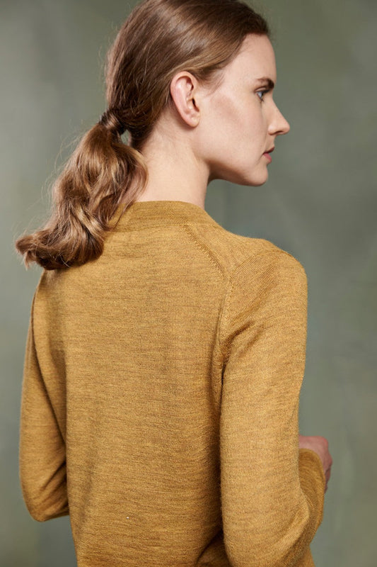 Pull Twist en Baby Alpaga Couleur Senape