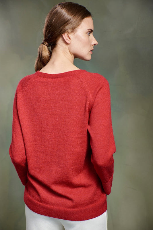Pull Tasha en Baby Alpaga Couleur Rhubarb