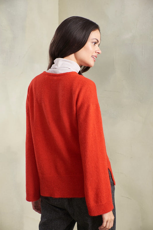 Pull Tammy en Baby Alpaga & Soie Couleur Redorange