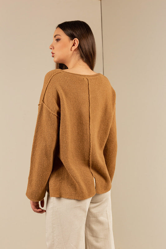 Pull Unicornio en Baby Alpaga & Soie Couleur Croissant