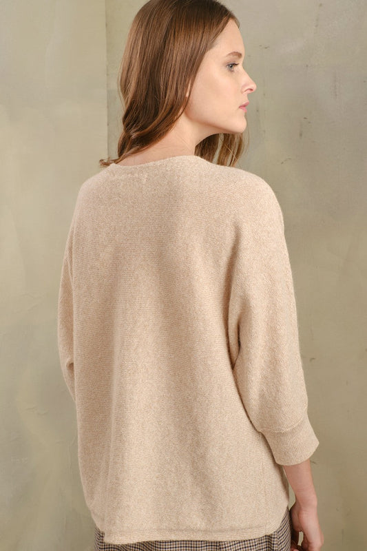 Pull Tabbetha en Baby Alpaga Couleur Mastic