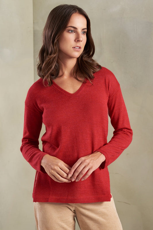 Pull Tunica en Baby Alpaga Couleur Rhubarb