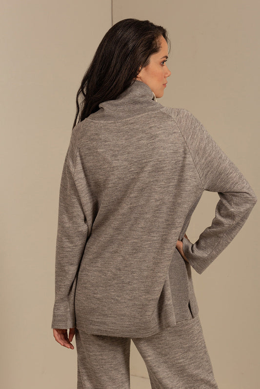 Pull Unisex en Coton & Baby Alpaga Couleur Thunder