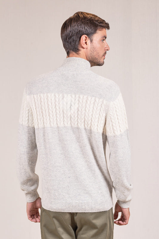 Pull Vinatea en Baby Alpaga Couleur Cumulus &Ecru