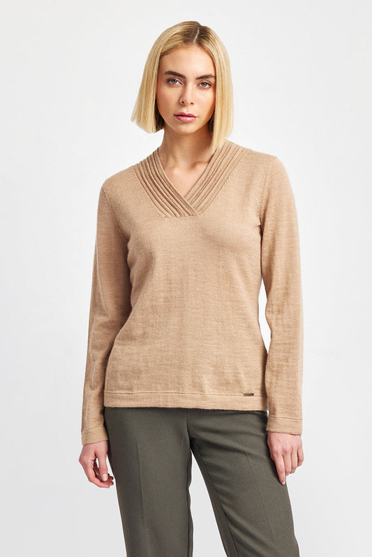 Pull Whatever V en Baby Alpaga Couleur Chanterelle
