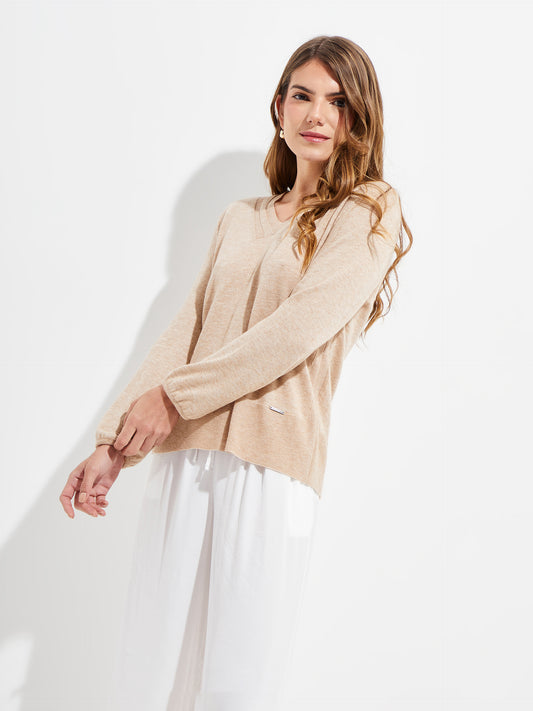 Pull Yliada En Coton Couleur Beige