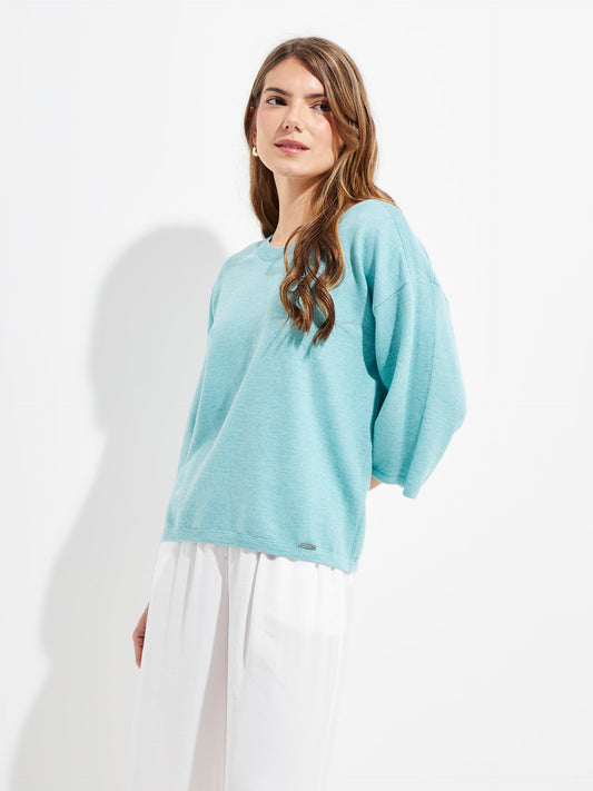 Pull Yolene En Coton Couleur Turquoise