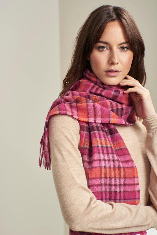 Écharpe Sari en Baby Alpaga Couleur Fucsia