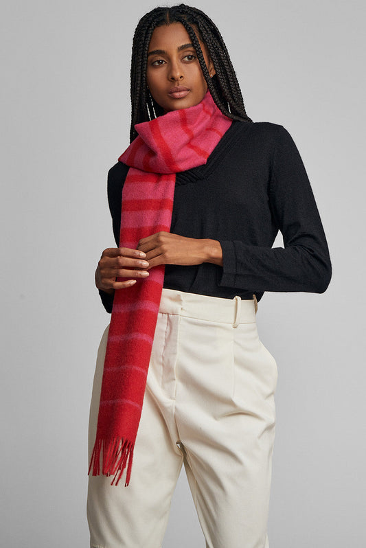 Chalina Tadeo De Baby Alpaca Color Rojo &amp; Fucsia