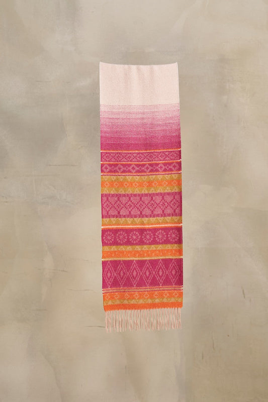 Écharpe Register en Baby Alpaga Couleur Fucsia & Ecru