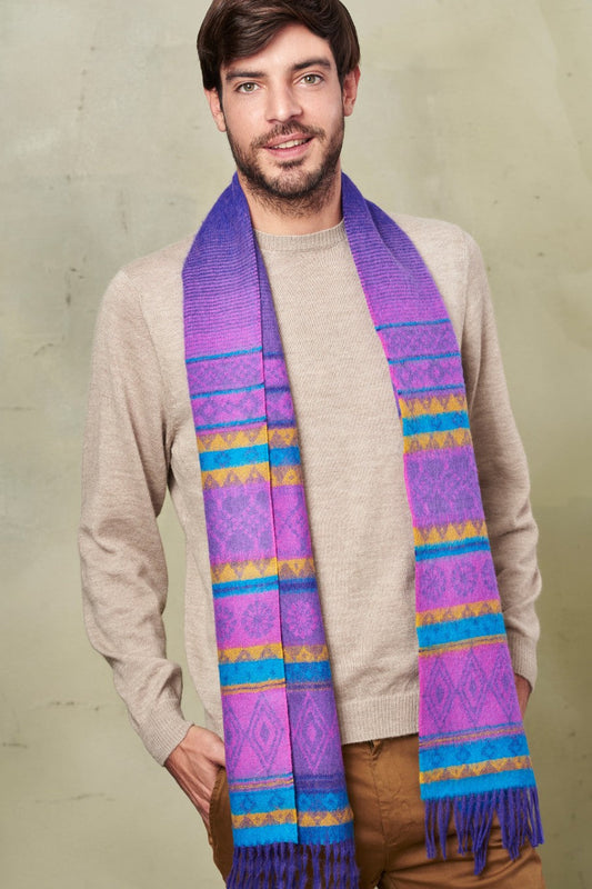 Écharpe Register en Baby Alpaga Couleur Fucsia & Morado