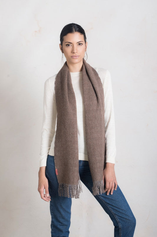 Écharpe Research en Baby Alpaga Couleur Gris & Marron
