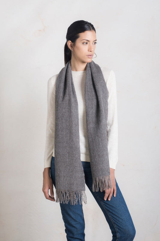 Écharpe Research en Baby Alpaga Couleur Marron & Gris Oscuro