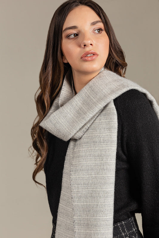 Écharpe Saxon en Baby Alpaga Couleur Gris