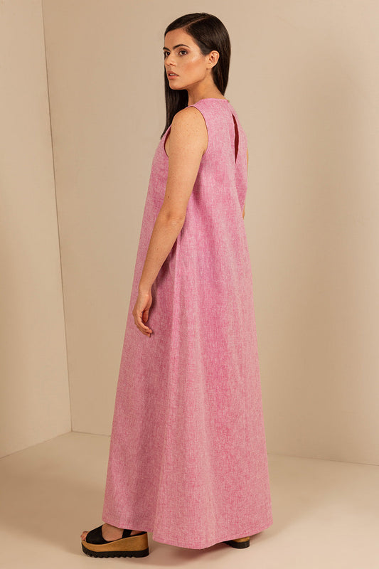 Robe Uenza en Lino & Coton Couleur Rose