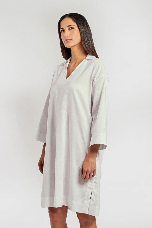 Robe Vietnam en Lino Couleur Blanc