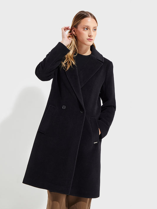 Manteau Yesenia En Baby Alpaga / Laine Couleur Noir