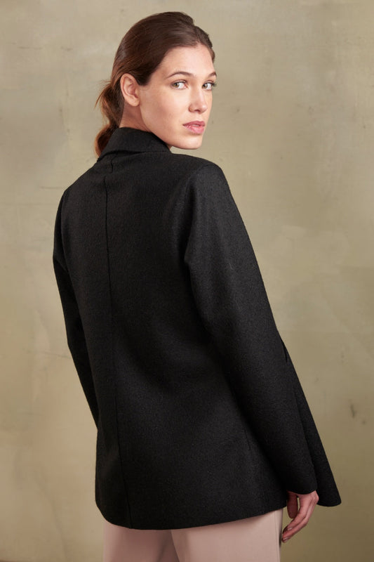 Manteau Sixtine en Alpaga & Laine Couleur Black