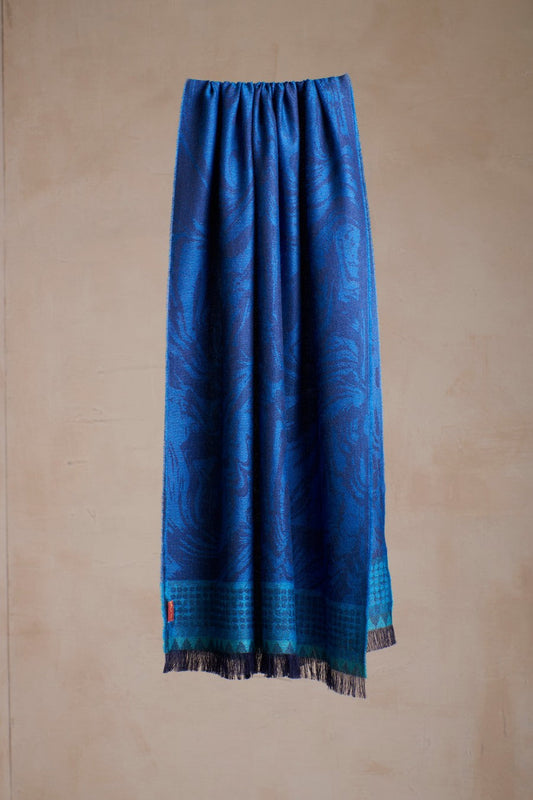 Étole Paneton en Baby Alpaga Couleur Bleu
