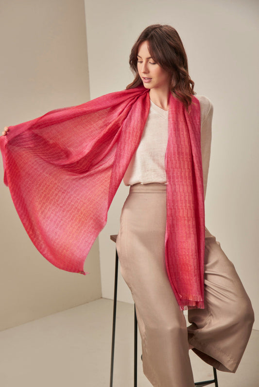 Étole Palasea en Baby Alpaga Couleur Fucsia