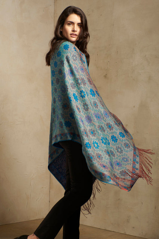 Étole Nazca - 7 en Baby Alpaga Couleur Bleu