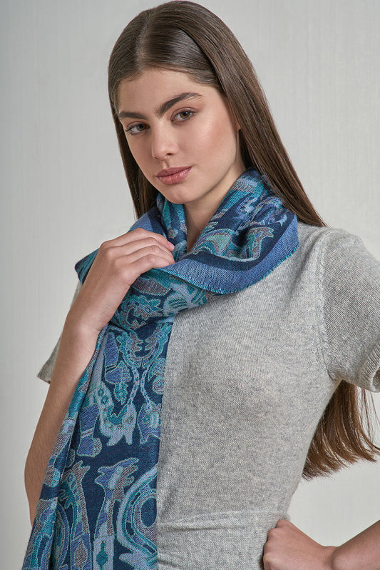 Estola Nazca - 11 De Baby Alpaca Color Azul