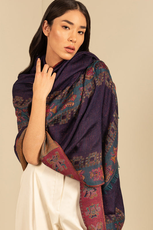 Estola Nazca - 27 De Royal Alpaca & Seda Color Azul