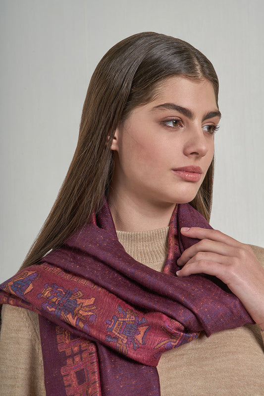 Estola Nazca - 27 De Royal Alpaca & Seda Color Guinda