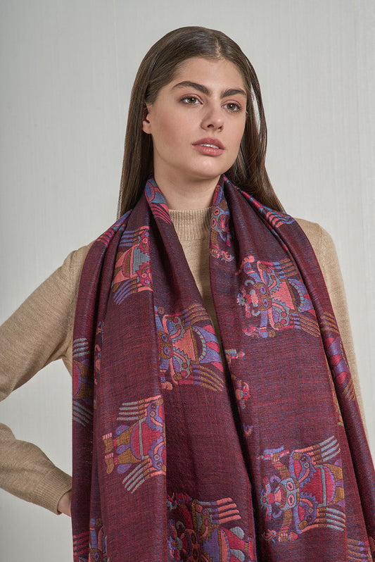 Estola Nazca - 28 De Royal Alpaca & Seda Color Guinda