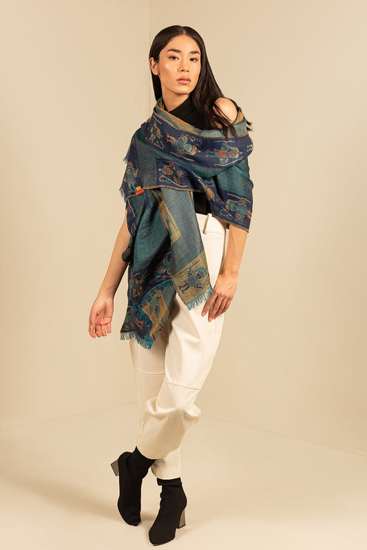 Estola Nazca - 30 De Royal Alpaca & Seda Color Azul