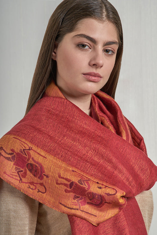 Estola Nazca - 30 De Royal Alpaca & Seda Color Guinda