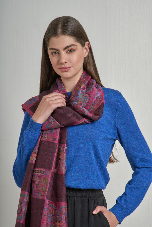 Estola Nazca - 33 De Royal Alpaca & Seda Color Guinda