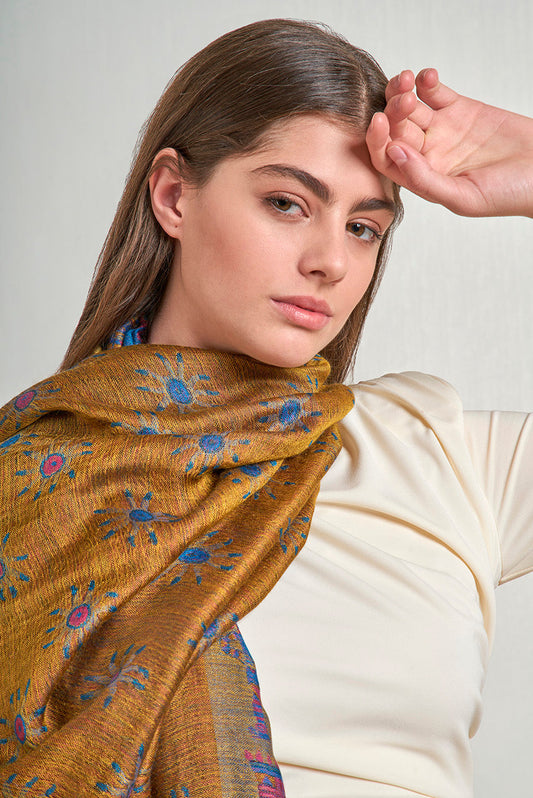 Étole Nazca - 35 en Royal Alpaga & Soie Couleur Morado