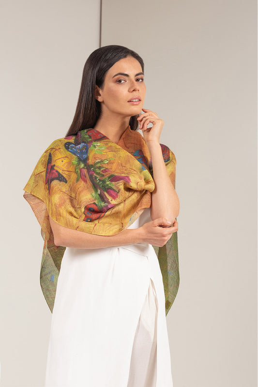 Étole Reposo Y Alegria en Baby Alpaga & Soie Couleur MultiCouleur
