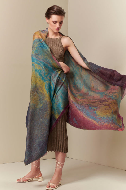 Étole Nebulosa en Orion - Universo en Royal Alpaga & Soie Couleur MultiCouleur