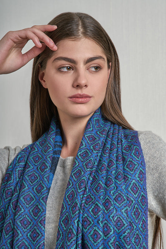 Étole Nazca - 51 en Baby Alpaga Couleur Bleu