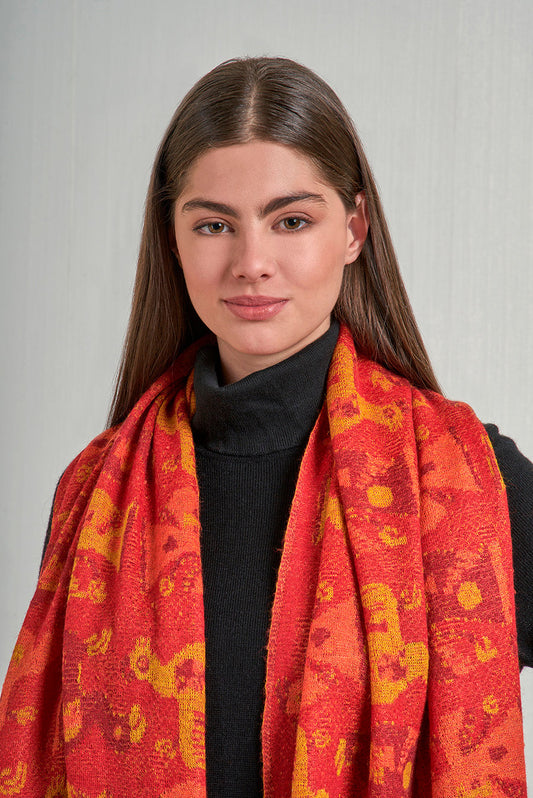 Étole Nazca - 46 en Baby Alpaga Couleur rouge