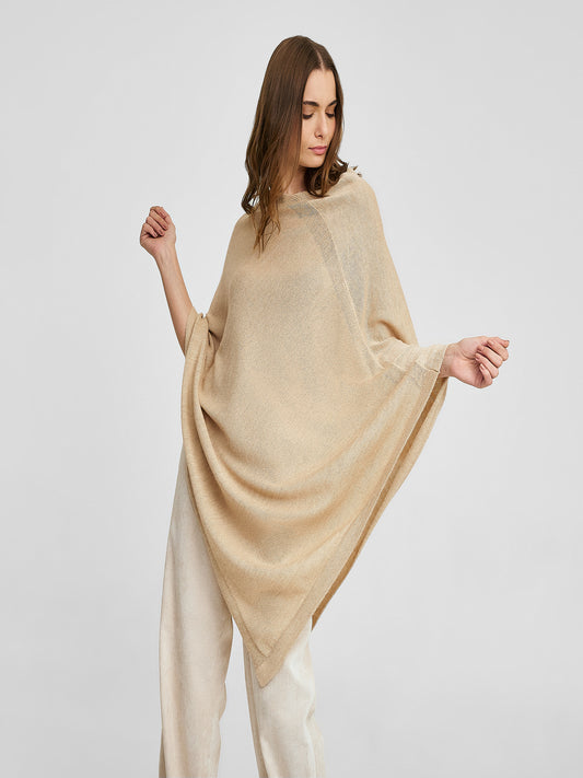 Poncho Almendra En Baby Alpaga Couleur Beige