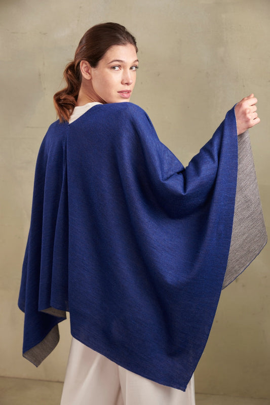 Poncho Temira De Baby Alpaca Color Keywest&Thunder