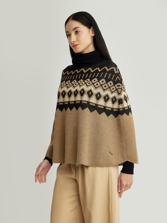 Poncho Yacinta En Baby Alpaga Couleur Camel