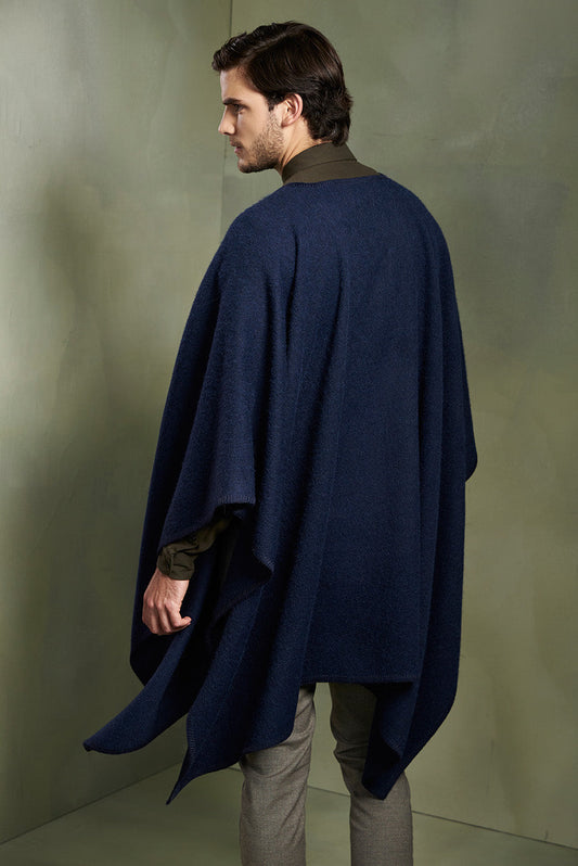 Cape Poncho Chalán en Alpaga Couleur Bleu