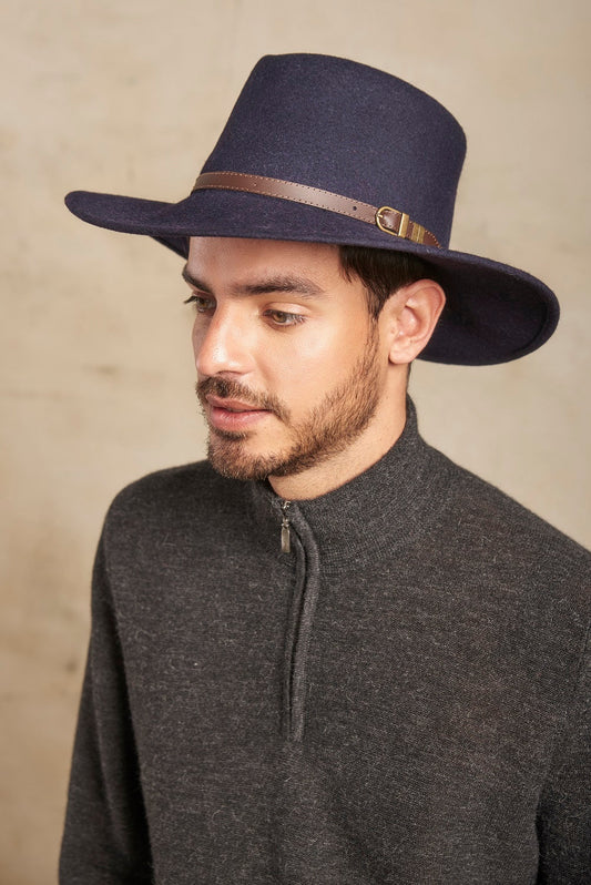 Chapeau Servane en Alpaga & Laine Couleur Bleu