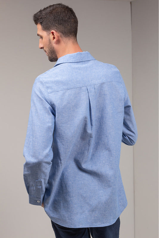 Shirt Udito en Lino Couleur Bleu