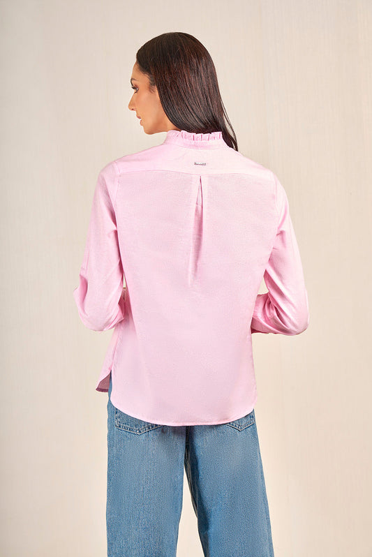 Shirt Velero en Lino & Coton Couleur Rose